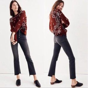 Madewell Cali Demi-Boot Jeans: Asymmetrical Raw Hem Black Wash